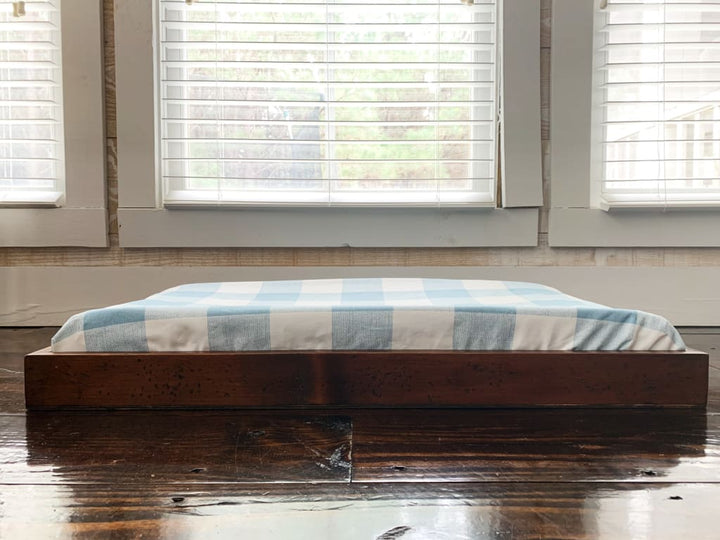 Blue Buffalo Check Changing Pad Cover handmade heirloom nursery - High Cotton Textile