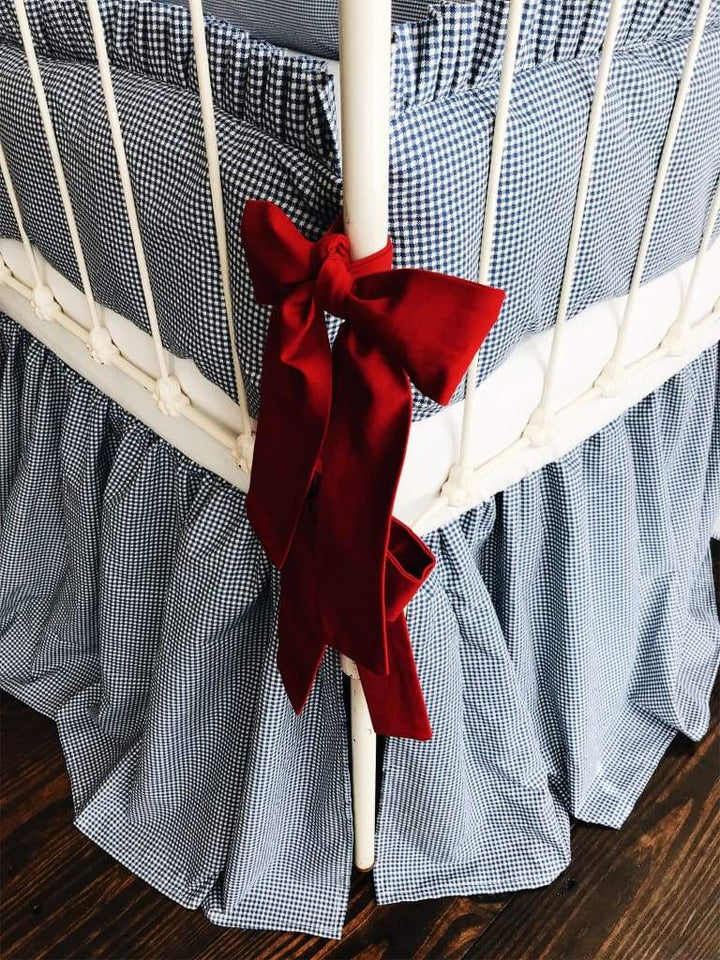 Blue Gingham + Country Red | Farmhouse Crib Bedding Set