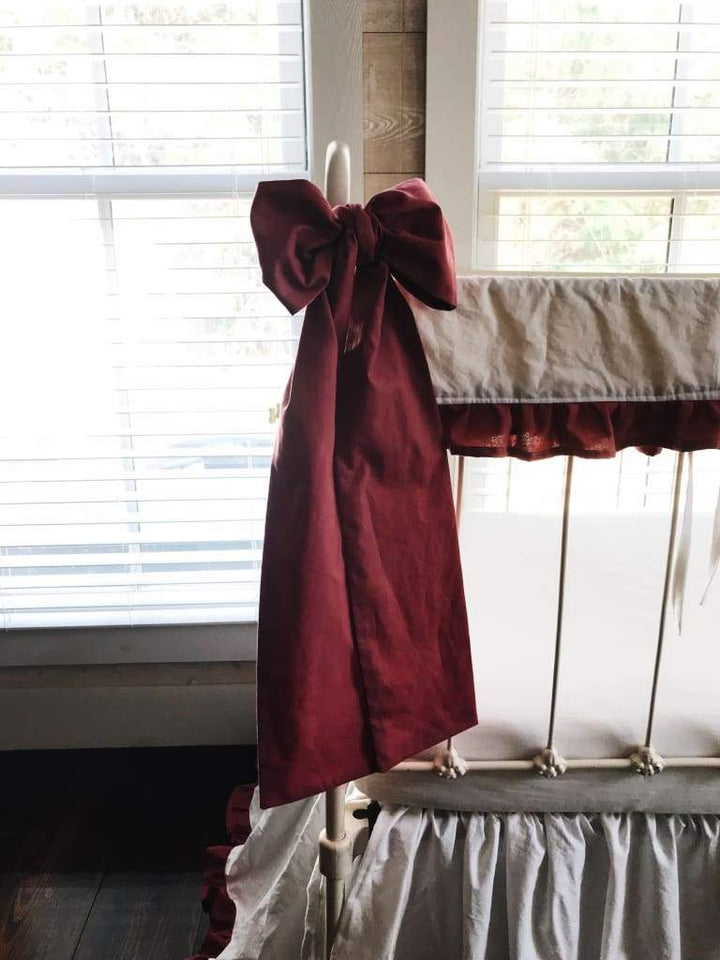 Blush Large Crib Bow handmade heirloom nursery - High Cotton Textile