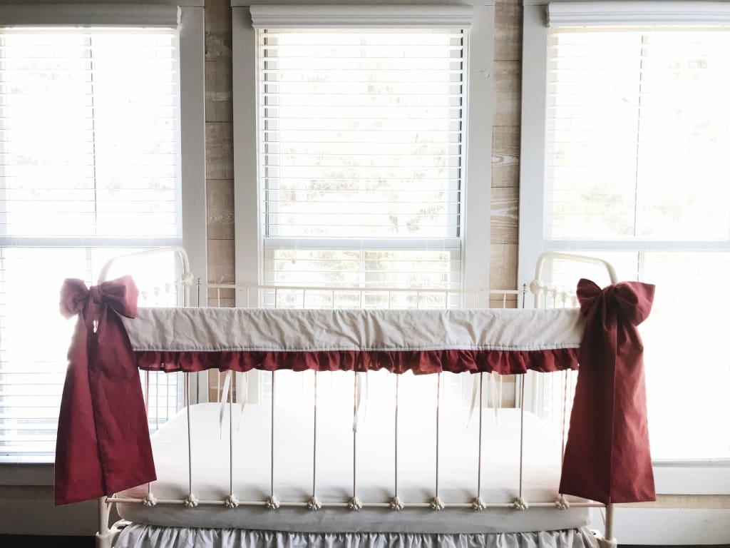 Blush Large Crib Bow handmade heirloom nursery - High Cotton Textile