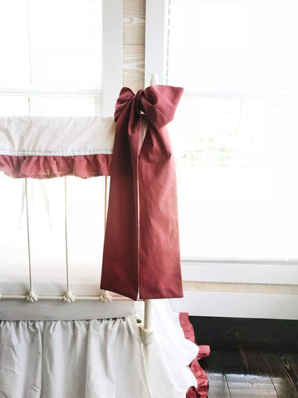 Large blush pink washed cotton crib bow sash