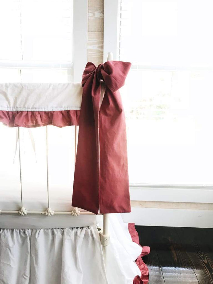 Large blush pink washed cotton crib bow sash