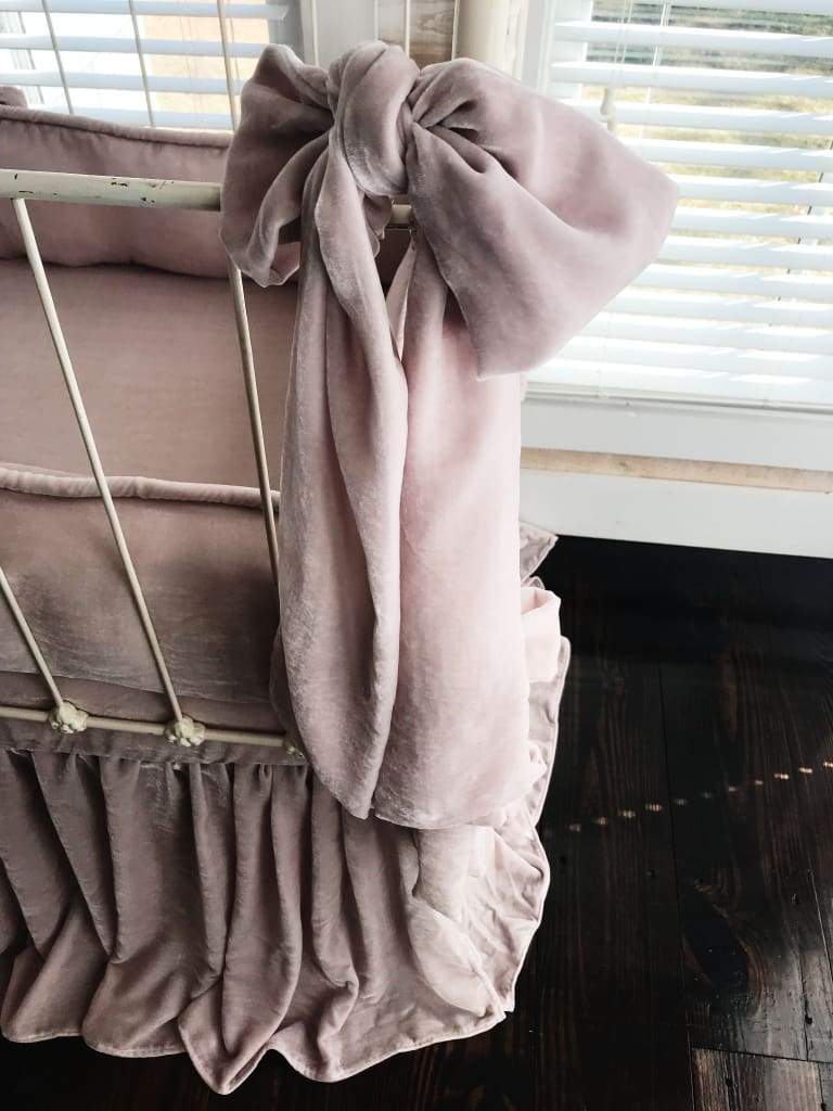 Blush Pink | 100% Silk Velvet Luxury Crib Bedding Ensemble