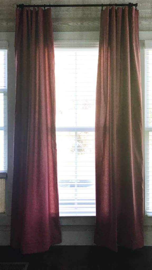 Blush pink farmhouse nursery curtain panels in washed cotton