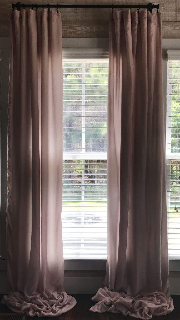 Blush Pink Silk Velvet Curtains handmade heirloom nursery - High Cotton Textile