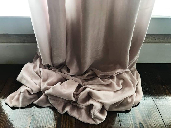 Blush Pink Silk Velvet Curtains handmade heirloom nursery - High Cotton Textile