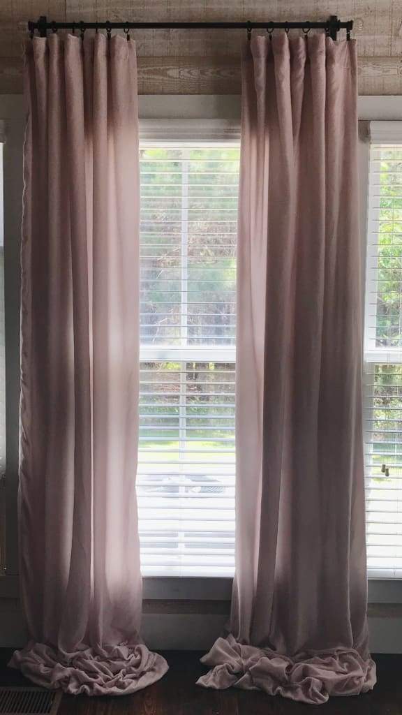 Blush Pink Silk Velvet Curtains handmade heirloom nursery - High Cotton Textile