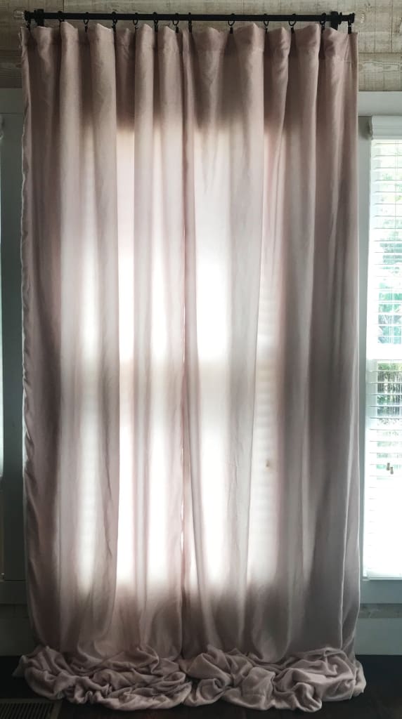 Blush Pink Silk Velvet Curtains handmade heirloom nursery - High Cotton Textile