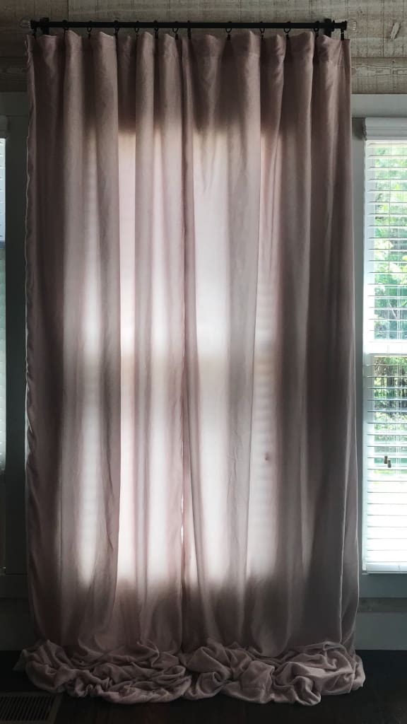 Blush Pink Silk Velvet Curtains handmade heirloom nursery - High Cotton Textile