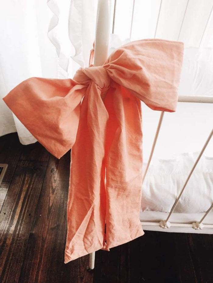 Large coral washed cotton crib bow sash