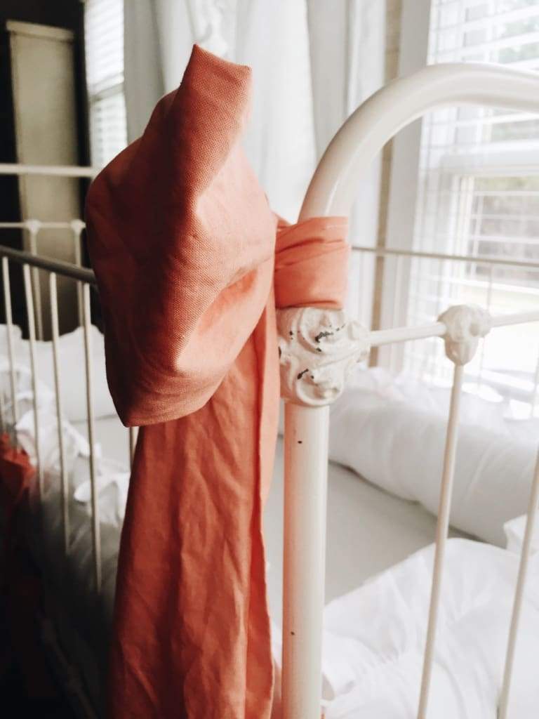 Coral Large Crib Bow handmade heirloom nursery - High Cotton Textile