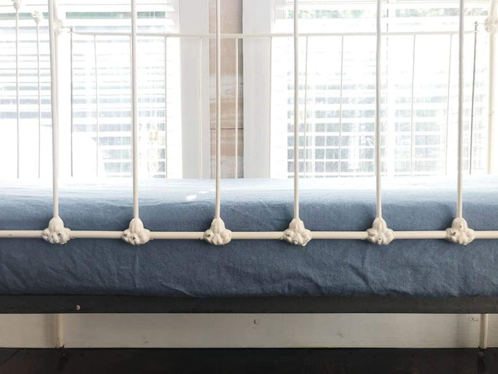 Denim Chambray Fitted Crib Sheet handmade heirloom nursery - High Cotton Textile