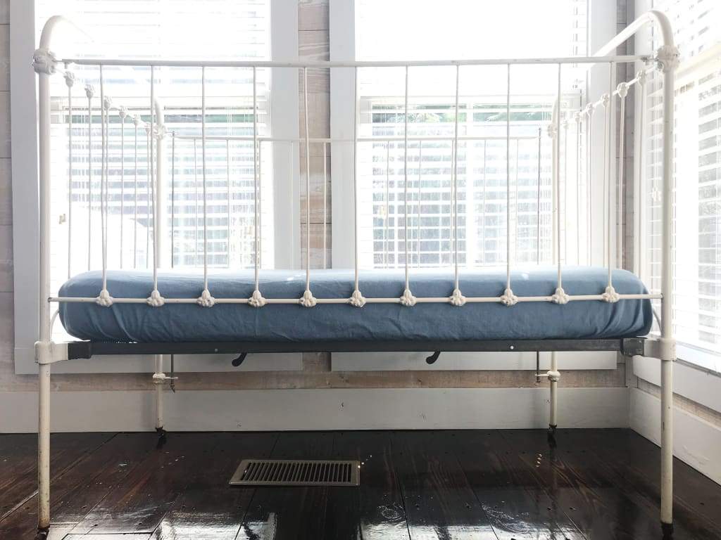 Denim Chambray Fitted Crib Sheet handmade heirloom nursery - High Cotton Textile