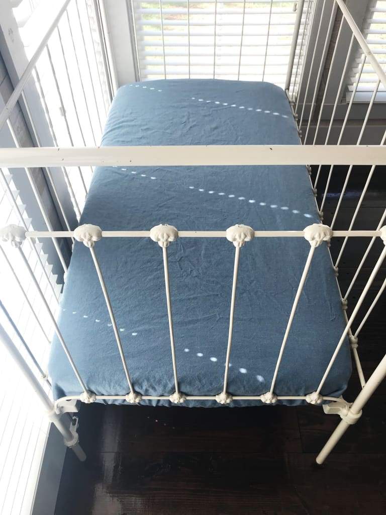 Denim Chambray Fitted Crib Sheet handmade heirloom nursery - High Cotton Textile