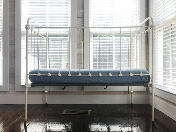 Denim Chambray Fitted Crib Sheet handmade heirloom nursery - High Cotton Textile