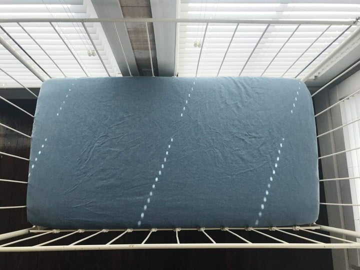 Denim Chambray Fitted Crib Sheet handmade heirloom nursery - High Cotton Textile