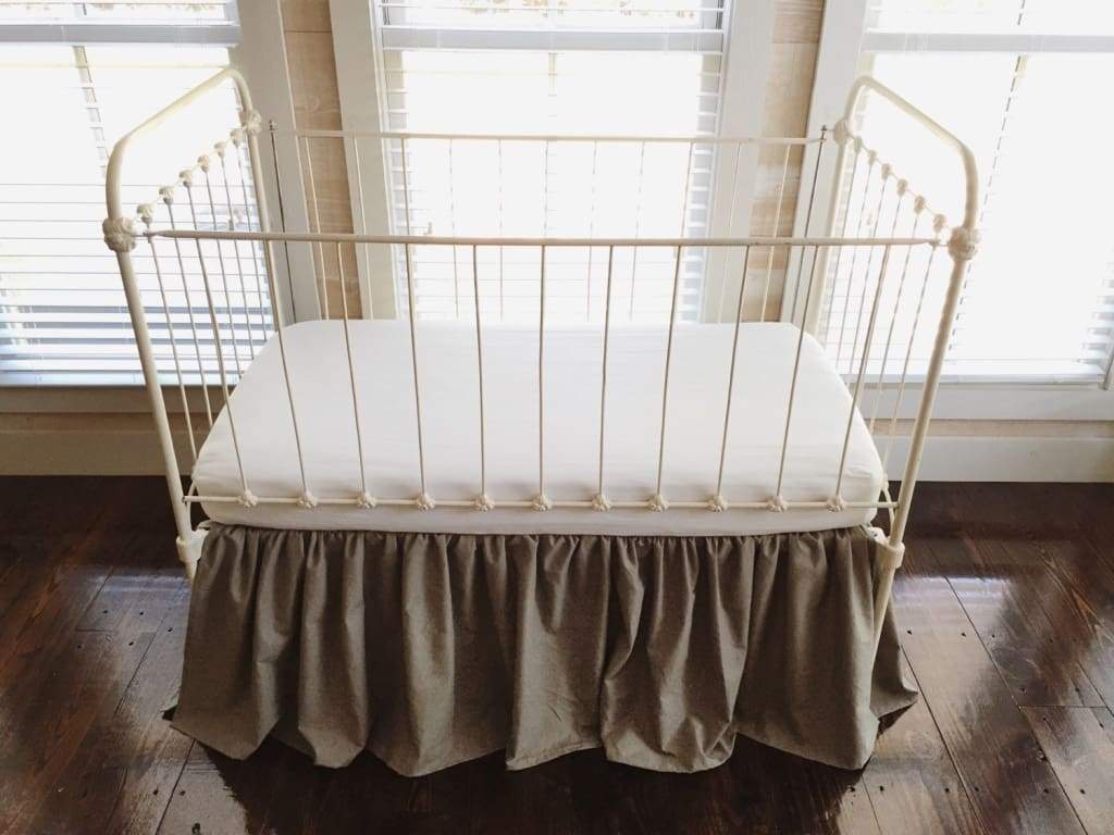 Elephant Farmhouse Crib Skirt handmade heirloom nursery - High Cotton Textile