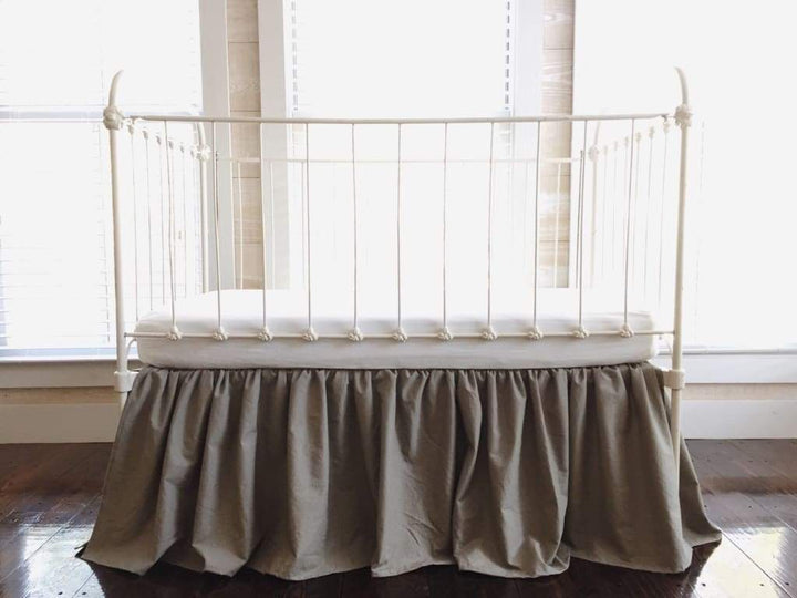 Elephant Farmhouse Crib Skirt handmade heirloom nursery - High Cotton Textile