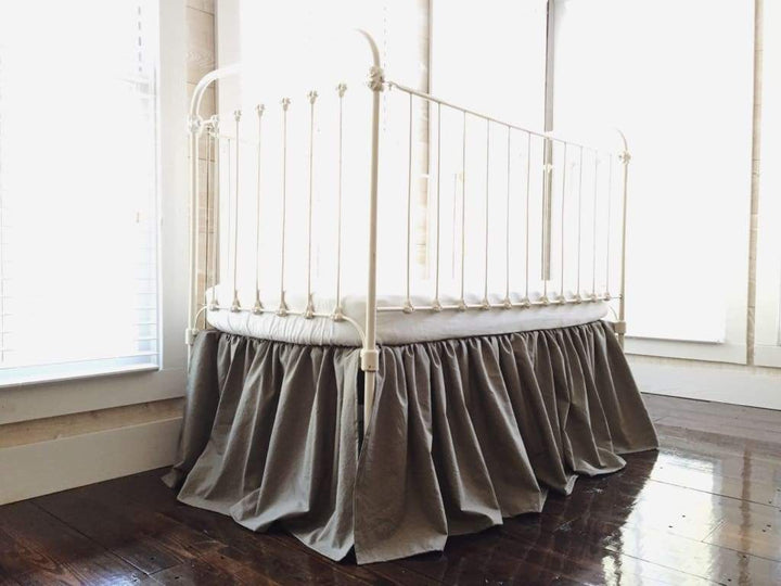 Elephant Farmhouse Crib Skirt handmade heirloom nursery - High Cotton Textile