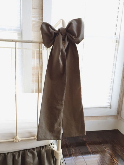Large elephant grey cotton crib bow sash