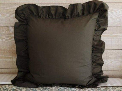 Etchings charcoal ruffled euro pillow sham, 26 by 26 inches