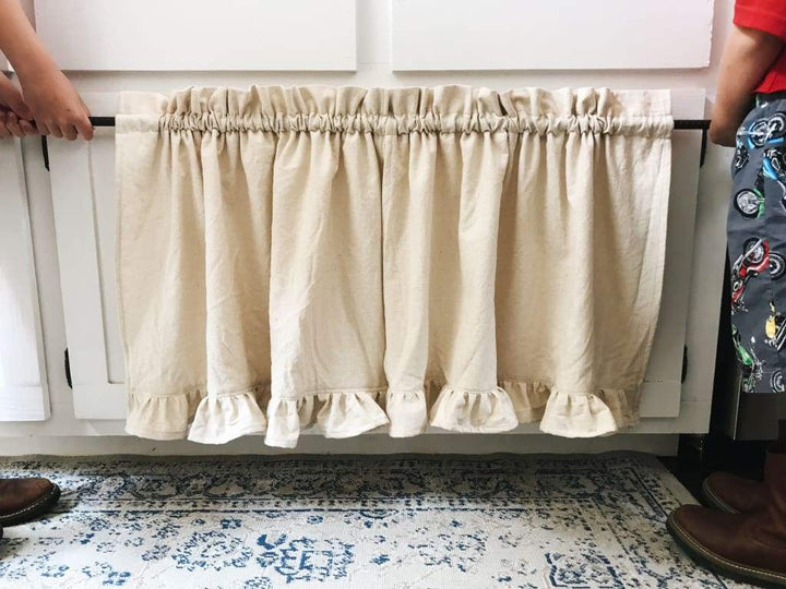 Farmhouse Ruffle Cafe Curtains handmade heirloom nursery - High Cotton Textile