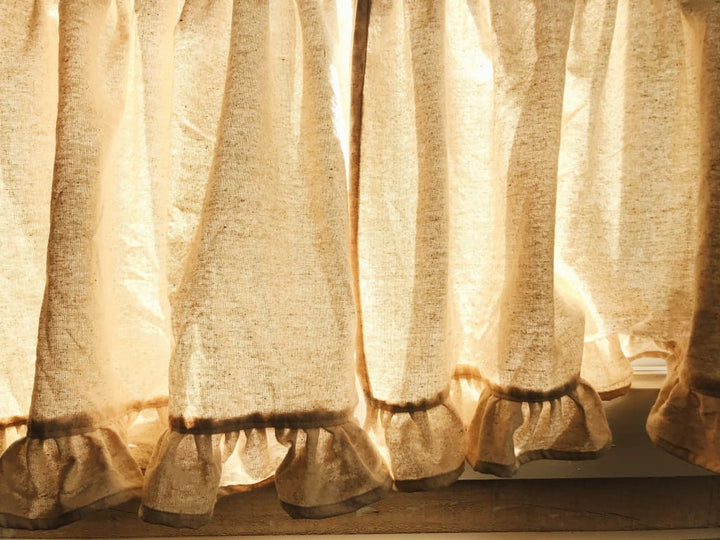 Farmhouse Ruffle Cafe Curtains handmade heirloom nursery - High Cotton Textile