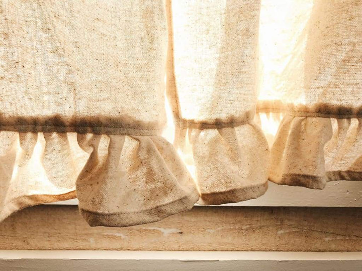 Farmhouse Ruffle Cafe Curtains handmade heirloom nursery - High Cotton Textile