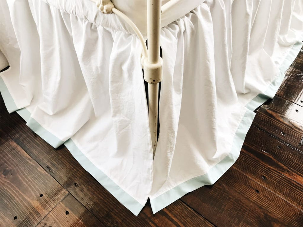 White + Mist | Farmhouse Tailored Crib Skirt