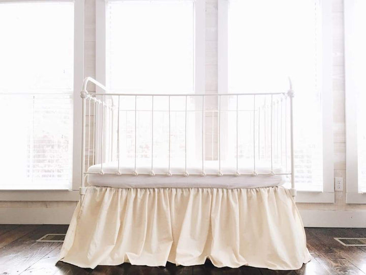 Fig Tree Cream Farmhouse Crib Skirt handmade heirloom nursery - High Cotton Textile