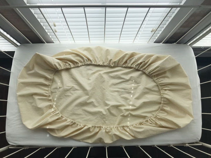 Fig Tree Cream Fitted Crib Sheet handmade heirloom nursery - High Cotton Textile
