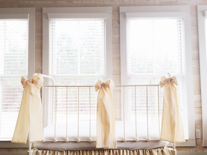 Fig Tree Cream Large Crib Bow handmade heirloom nursery - High Cotton Textile
