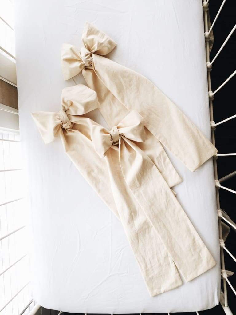 Fig Tree Cream Large Crib Bow handmade heirloom nursery - High Cotton Textile