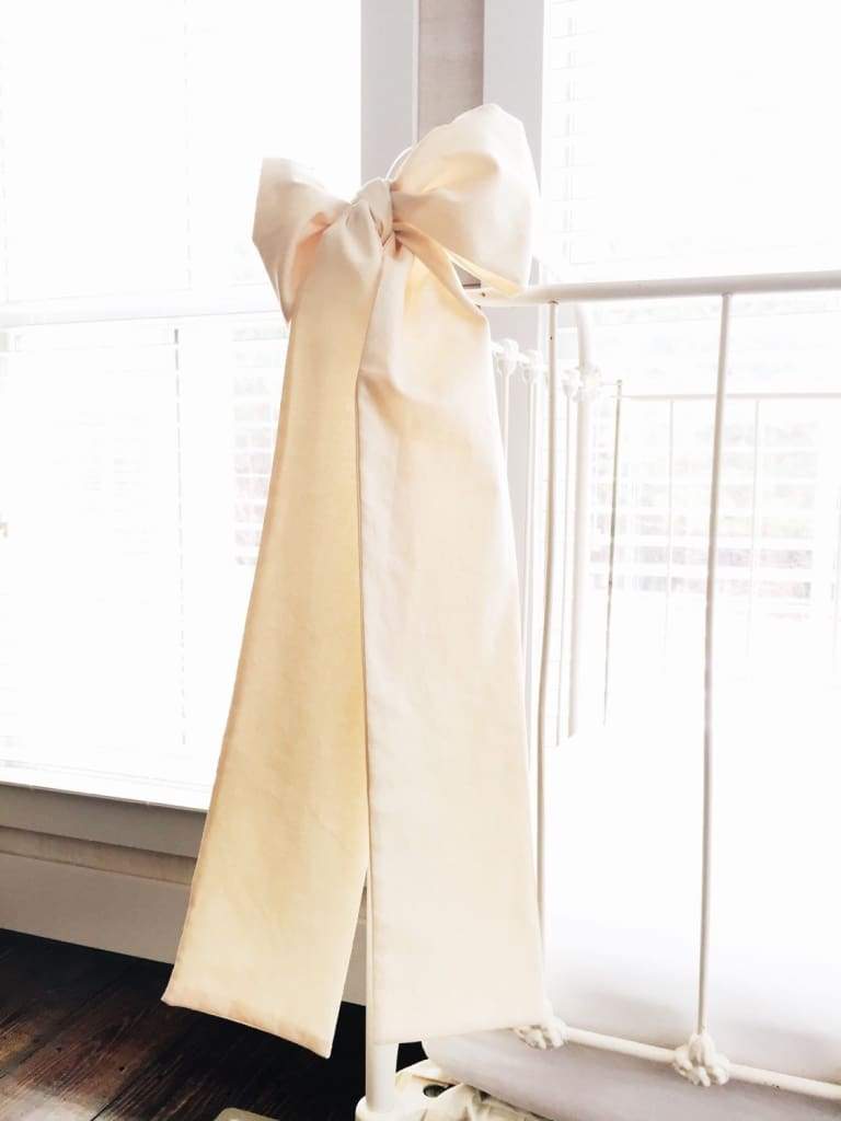 Fig Tree Cream Large Crib Bow handmade heirloom nursery - High Cotton Textile