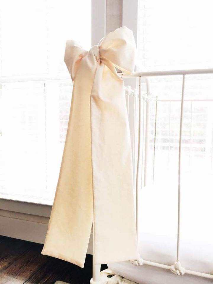 Fig Tree Cream Large Crib Bow handmade heirloom nursery - High Cotton Textile