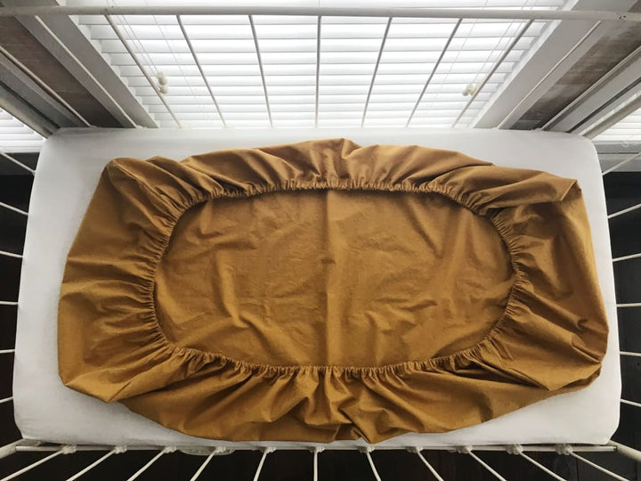 Gold Fitted Crib Sheet handmade heirloom nursery - High Cotton Textile