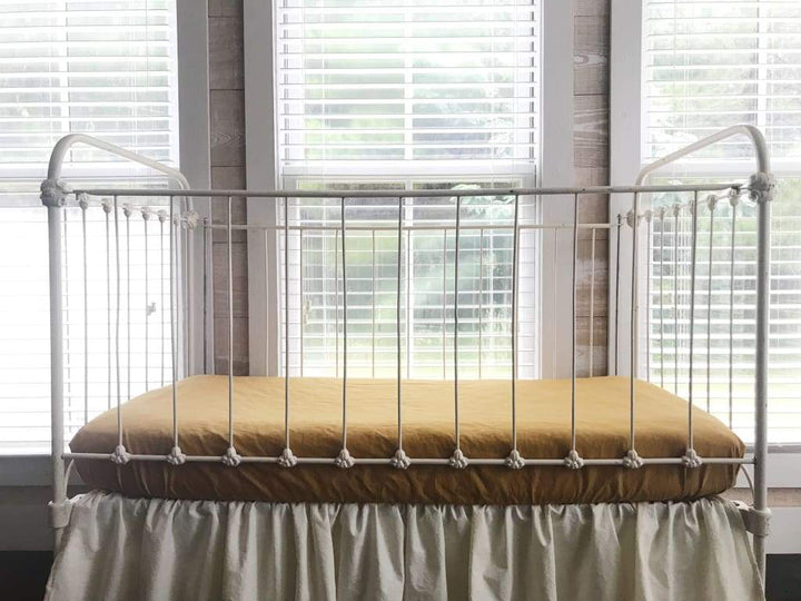 Gold Fitted Crib Sheet handmade heirloom nursery - High Cotton Textile