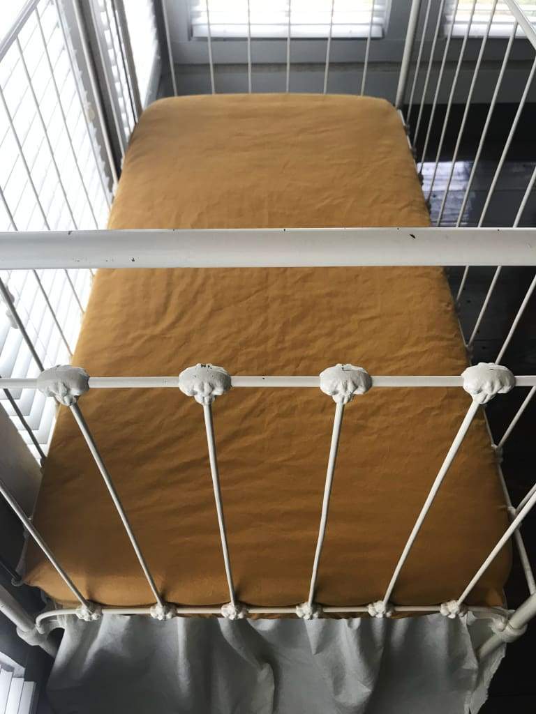 Gold Fitted Crib Sheet handmade heirloom nursery - High Cotton Textile