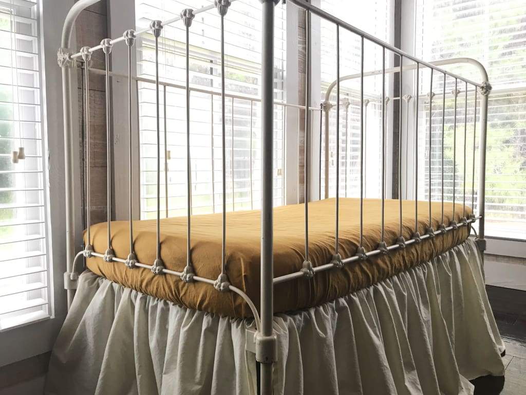 Gold Fitted Crib Sheet handmade heirloom nursery - High Cotton Textile