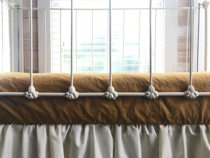 Gold Fitted Crib Sheet handmade heirloom nursery - High Cotton Textile