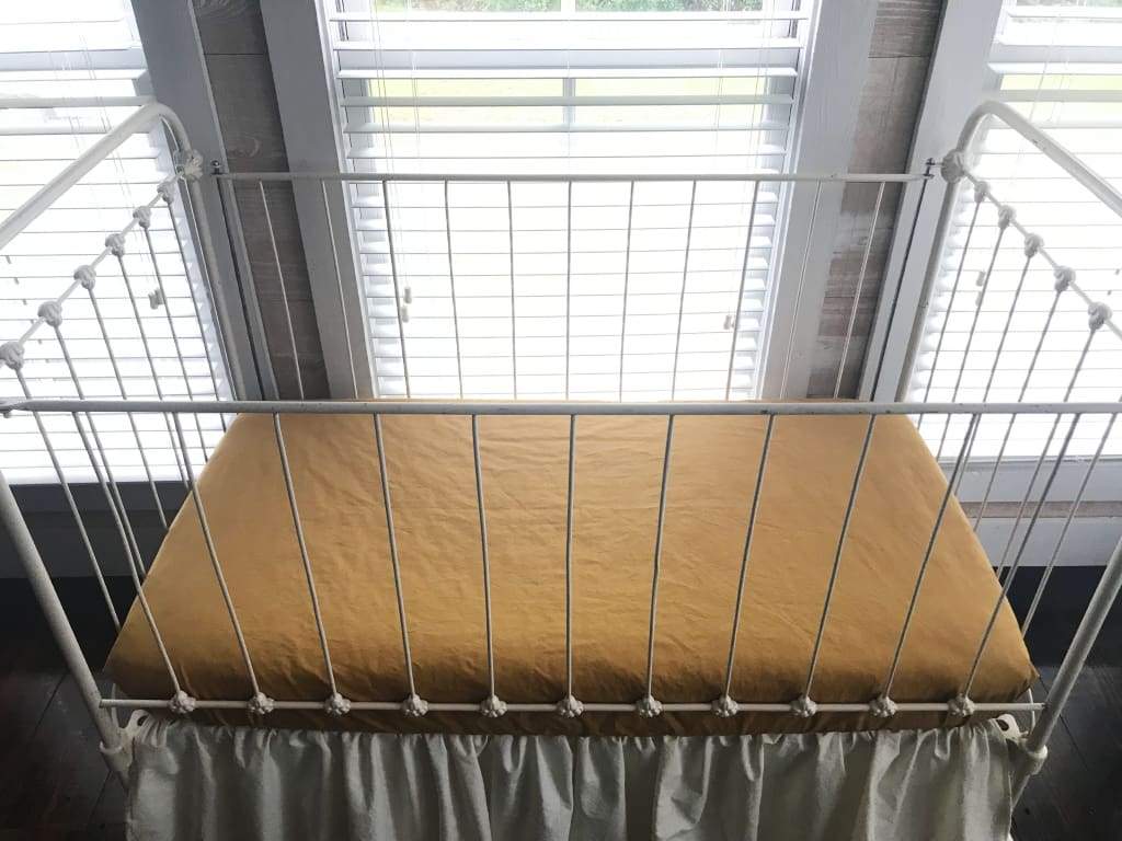 Gold Fitted Crib Sheet handmade heirloom nursery - High Cotton Textile