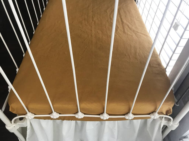 Gold Fitted Crib Sheet handmade heirloom nursery - High Cotton Textile