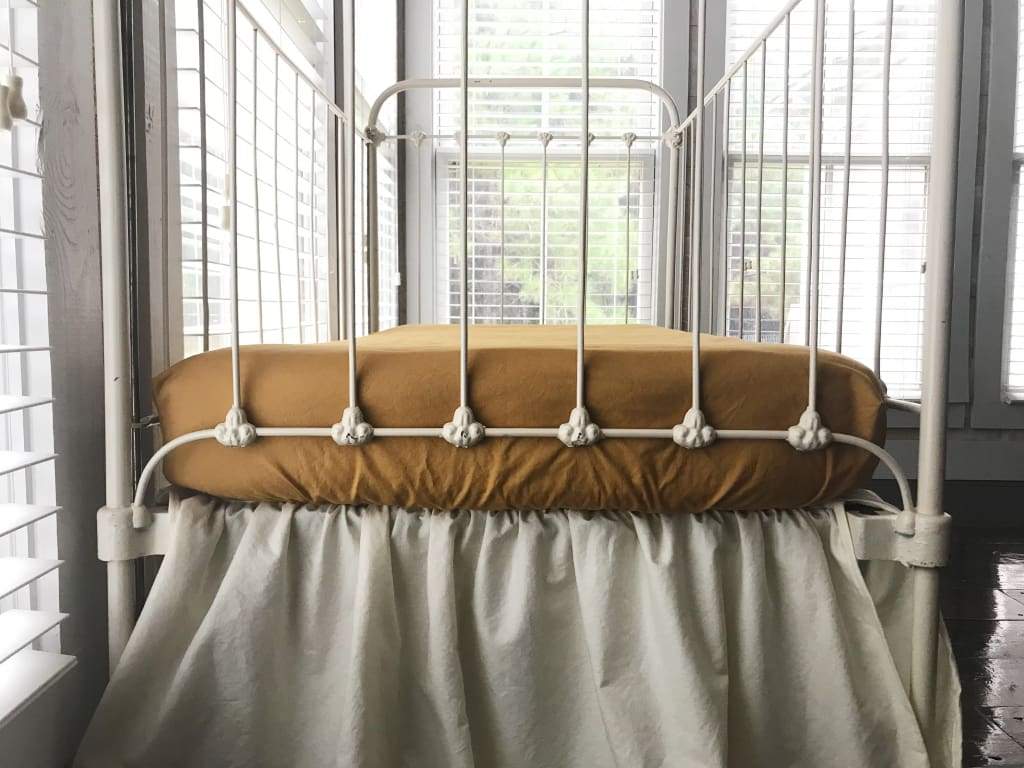 Gold Fitted Crib Sheet handmade heirloom nursery - High Cotton Textile
