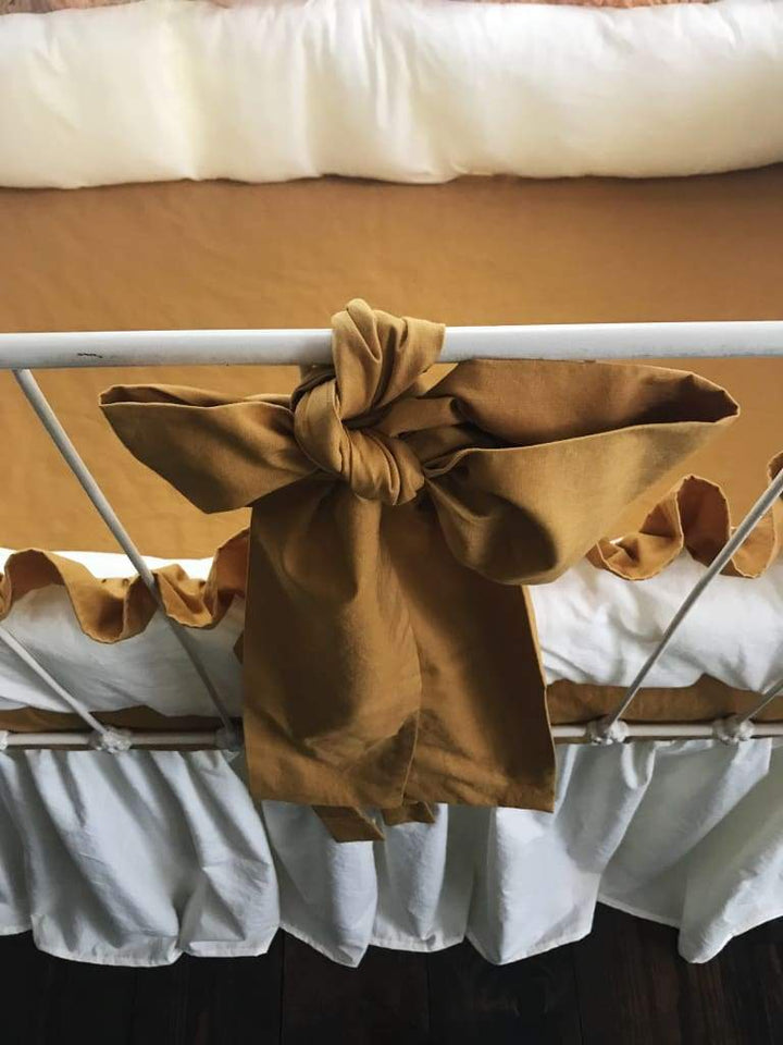Gold Large Crib Bow handmade heirloom nursery - High Cotton Textile