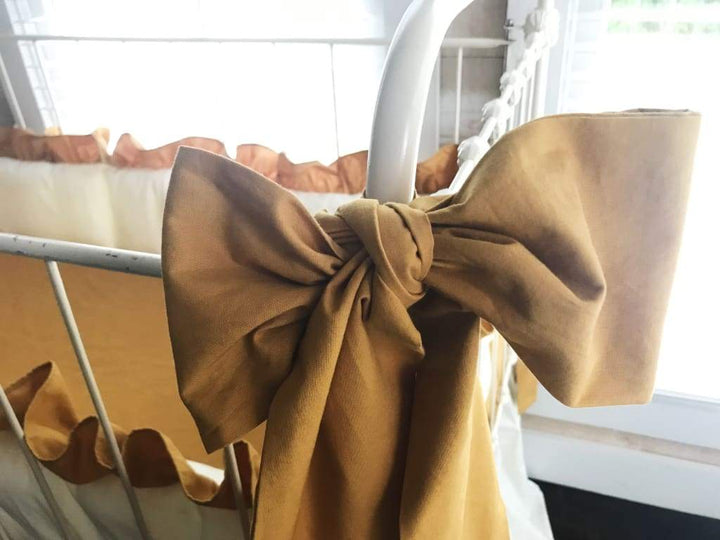 Gold Large Crib Bow handmade heirloom nursery - High Cotton Textile
