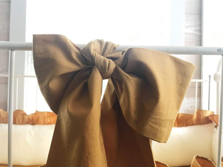 Gold Large Crib Bow handmade heirloom nursery - High Cotton Textile