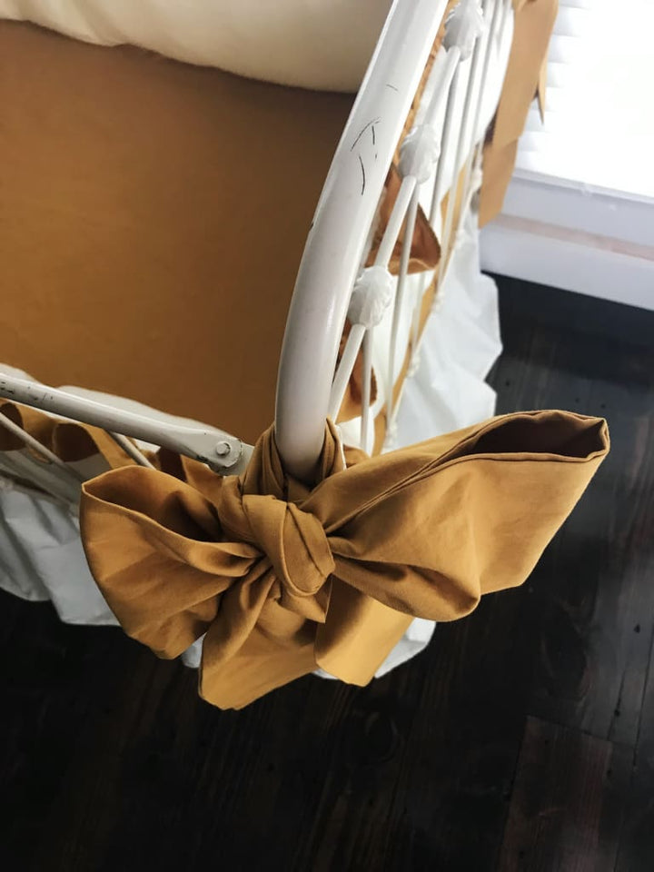 Gold Large Crib Bow handmade heirloom nursery - High Cotton Textile