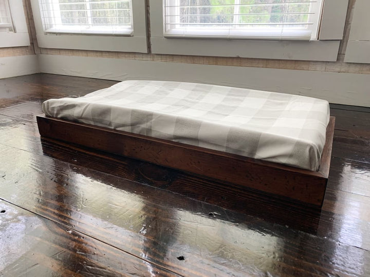 Grey Buffalo Check Changing Pad Cover handmade heirloom nursery - High Cotton Textile