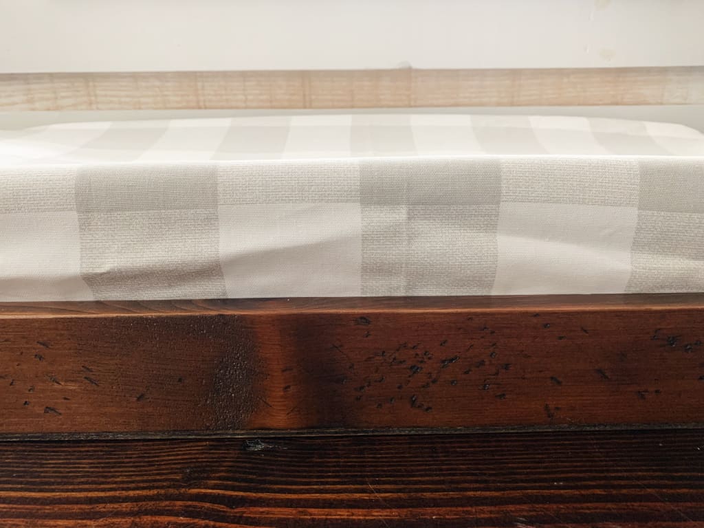 Grey Buffalo Check Changing Pad Cover handmade heirloom nursery - High Cotton Textile