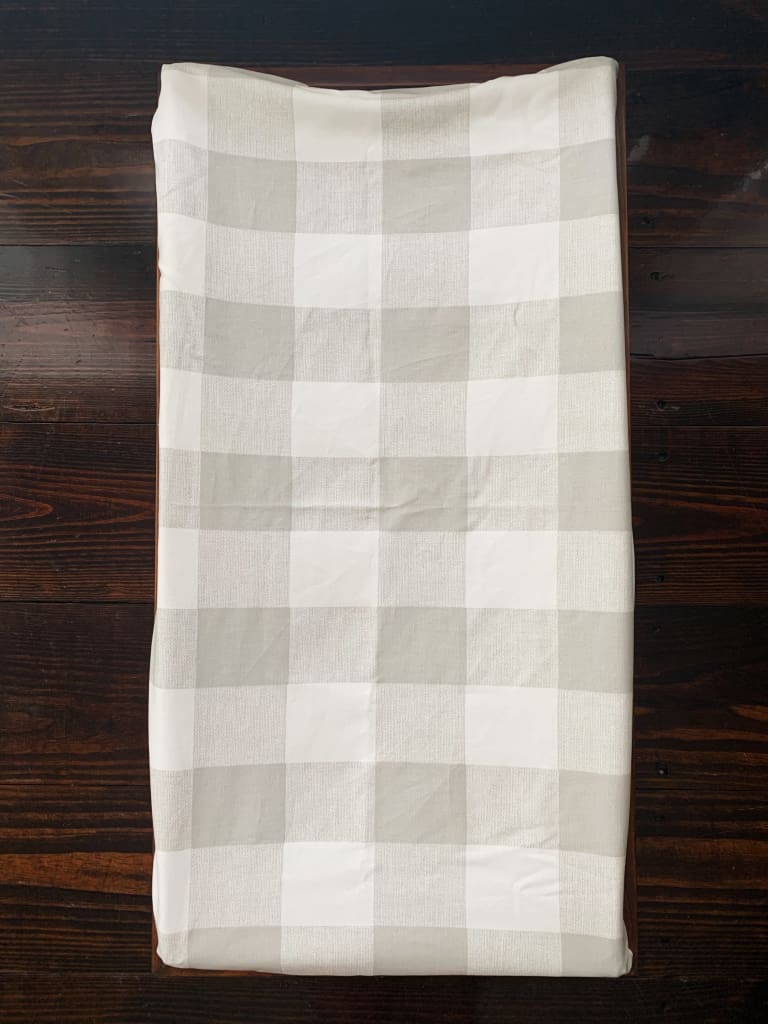 Grey Buffalo Check Changing Pad Cover handmade heirloom nursery - High Cotton Textile